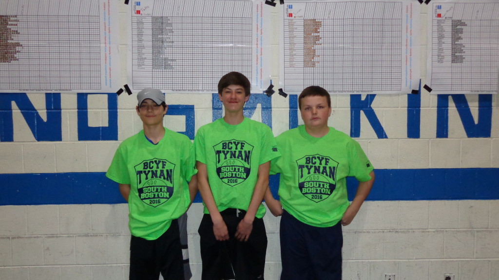Pictured in the Tynan gym are (from left) Braeden, Linden, and Kevin.