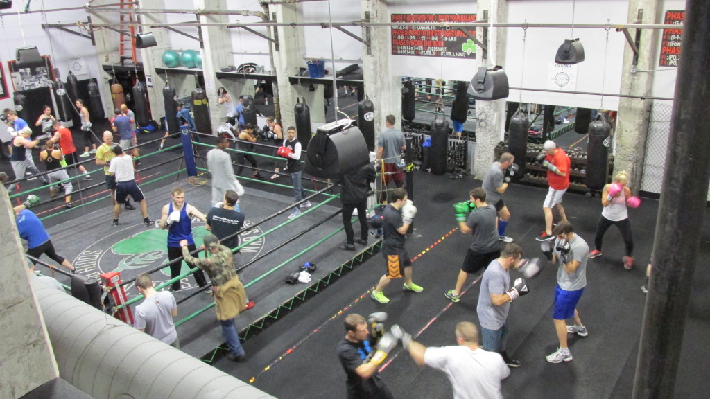 A view of Peter Welch’s Gym members practicing their footwork and jabs this weekend.