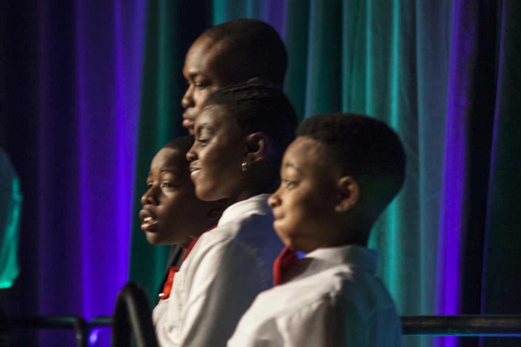 A member of the St. Cyprian's Church's Celestial Infernos Youth Steelband makes a face after performing during the Rev. Dr. Martin Luther King, Jr., Memorial Breakfast on Monday, Jan. 18, 2016. The band, formed in 2002, performs annually at the breakfast.