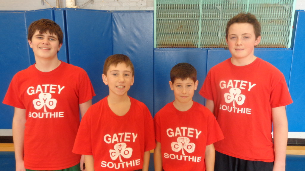 Pictured (from left) are Max Hogan, Evan Markos, Chris Conroy, and Eddie Murray, who play on the Jack McDonough Club coached by Bobby McGarrell and Kevin Cox.