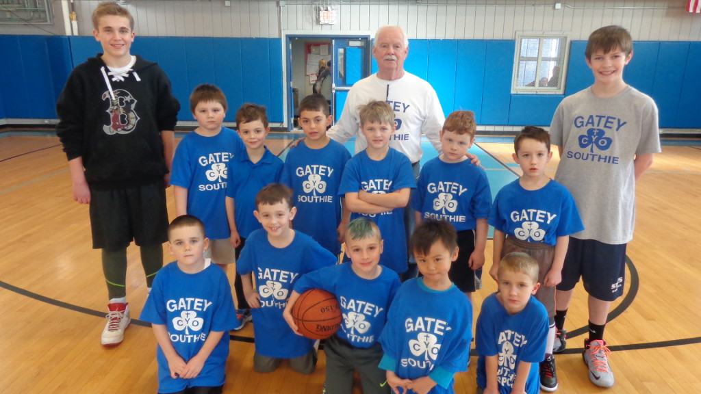 Pictured are volunteers Tommy White, Jake Harrison, along with Coach Mike Donovan. The Blue all-stars are: Jackson Ballard, Rocco Blasi, Ryan Collins, Tommy Gillis, Logan Labreck, Cole Ratican, Bobby Rehm, Jalen Weatherhead, Sean Costello, Gavin Ekman, Sean Finlan, Vincent Ling, Andrew Misset, Jake Rae, Ian White, Jason Yebba and Jake Greeley.