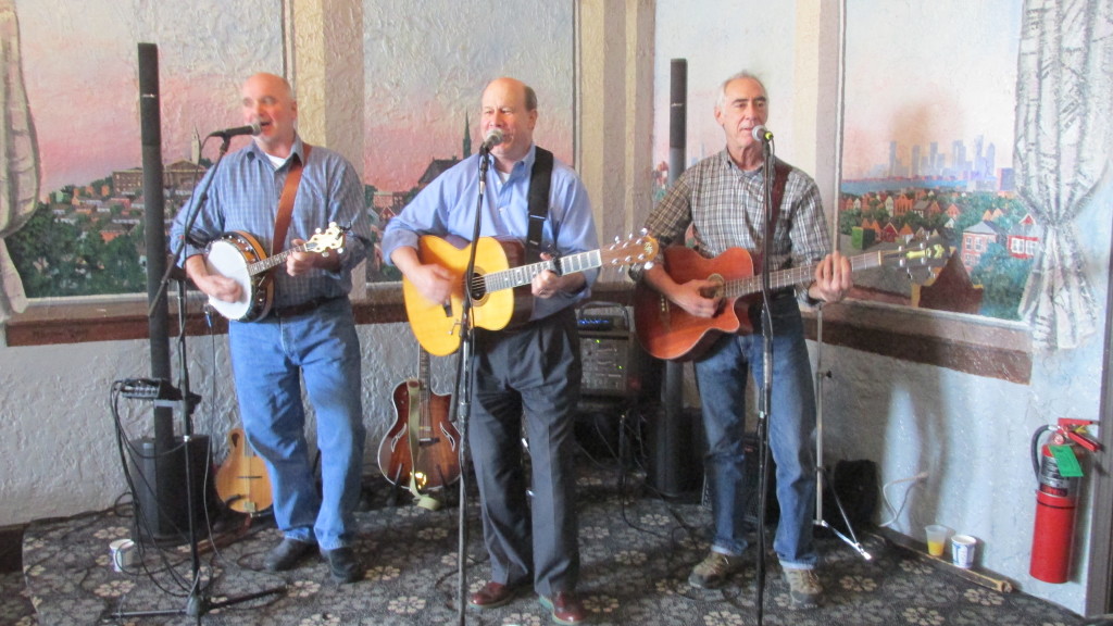 Old favorites – Bob Fowkes (center) with Dave Leahy and Michael Kelley make up Curragh’s Fancy, playing for the Jimmy Flaherty Kickoff Breakfast.