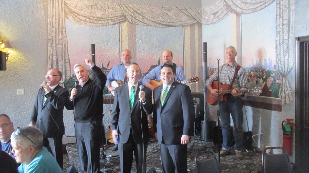 The singing of our elected officials blends well with Curragh’s Fancy at the kickoff breakfast. Rep. Nick Collins wins the award for “Most Improved.” (Did he serenade his bride-to-be?)