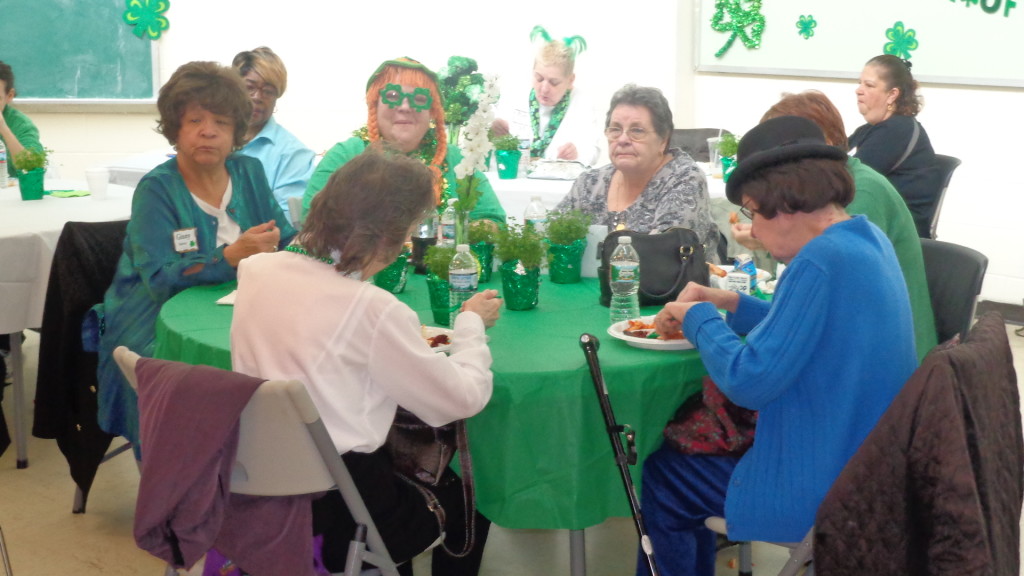 Senior citizens enjoyed the Italian cuisine at the St. Patrick’s Day luncheon.