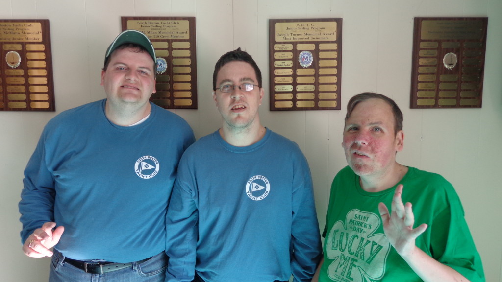 Pictured at the yacht club (from left to right) are three serious bowlers, Terry, Sean and Jason.