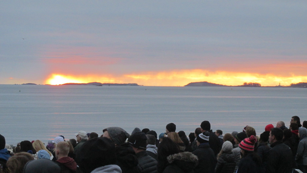 Sunrise breaks through a stratus cloud layer northeast of Castle Island on Sunday, March 27. 