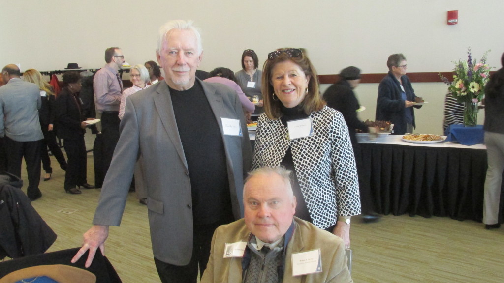 South Boston’s Dan McCole and Joanne McDevitt (standing), with Robert Severy of the Dorchester Historical Society, at the 30th Annual Chancellor’s Community Breakfast. 