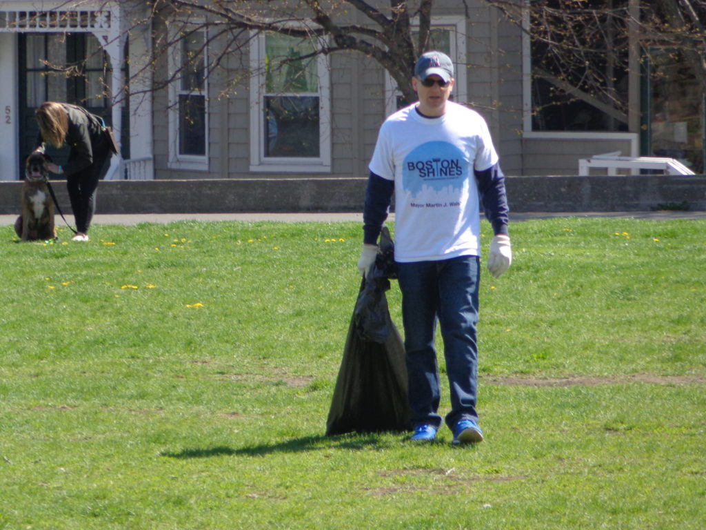 This man was doing his part cleaning up at the Medal of Honor Park. (Photo by Kevin Devlin)