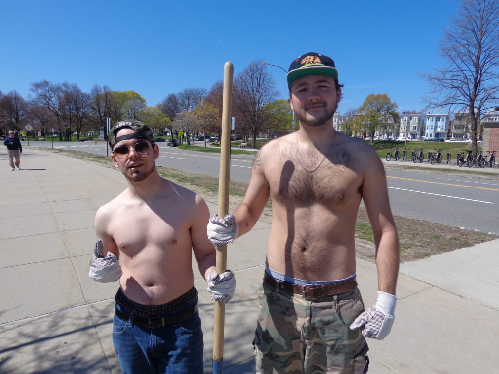 These two enthusiastic volunteers worked hard and got some sun. (Photo by Kevin Devlin)