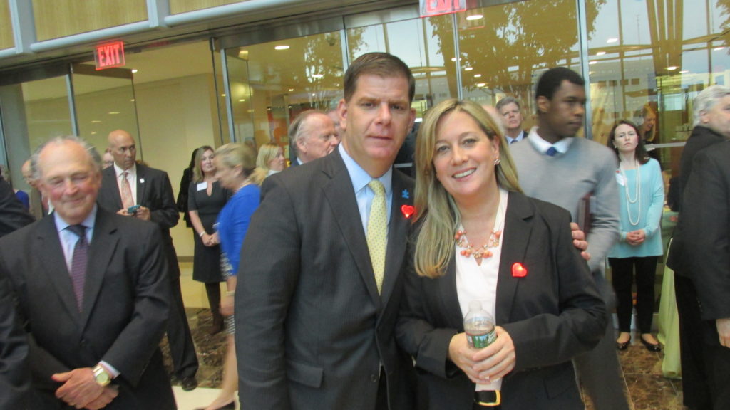 Mayor Marty Walsh and Lorrie Higgins, the co-chairs of the 2016 Laboure fundraiser. (Photo by Rick Winterson)