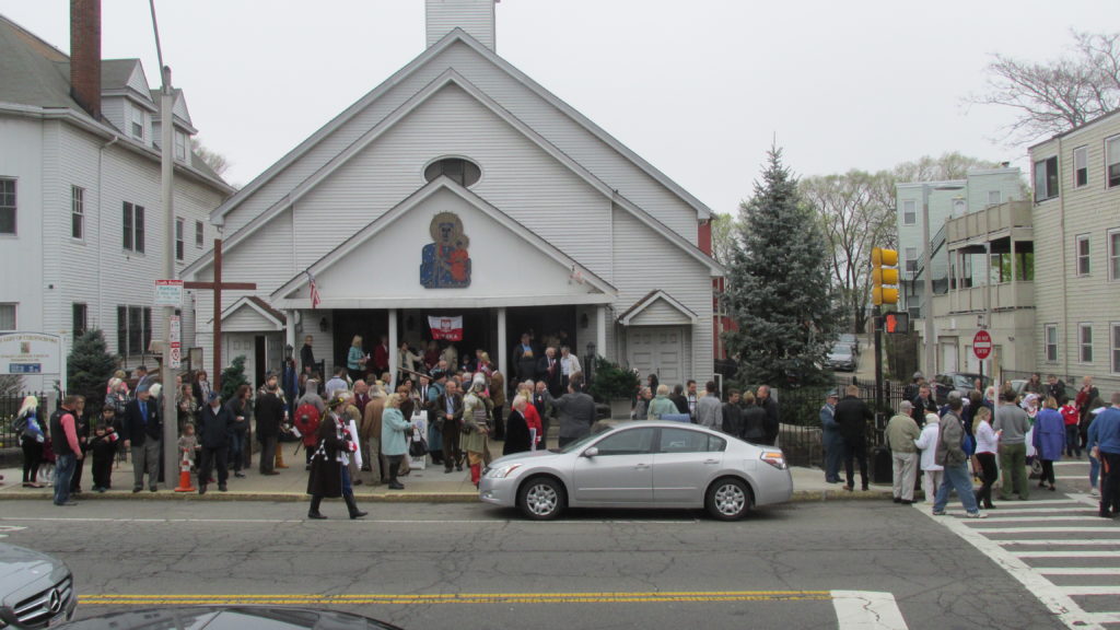 The crowd assembles for the 2016 Polish Fest at Our Lady of Czestochowa Church on Dorchester Avenue in South Boston. (Photo by Rick Winterson)