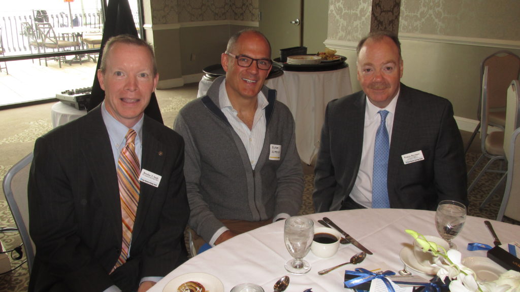Brendan Smith, East Boston Savings Bank’s commercial loan officer; Michael Winterson, Boston rental real estate investor; and East Boston Savings Bank Assistant Vice President Gene Kerrigan at Tuesday morning’s business breakfast.