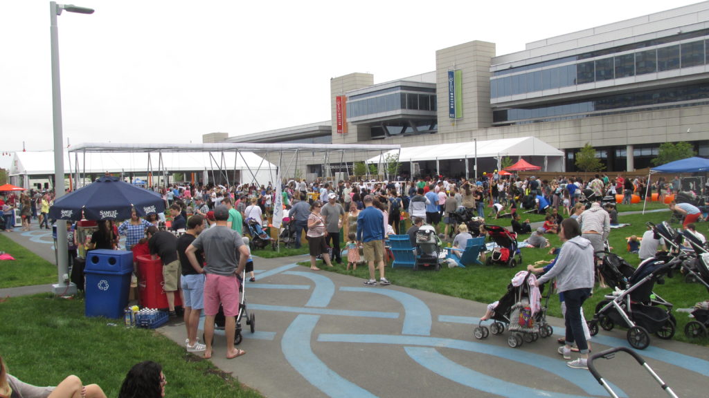 A crowd gathered for the Lawn on D's opening on Saturday, May 21, 2016. (Photo by Rick Winterson)
