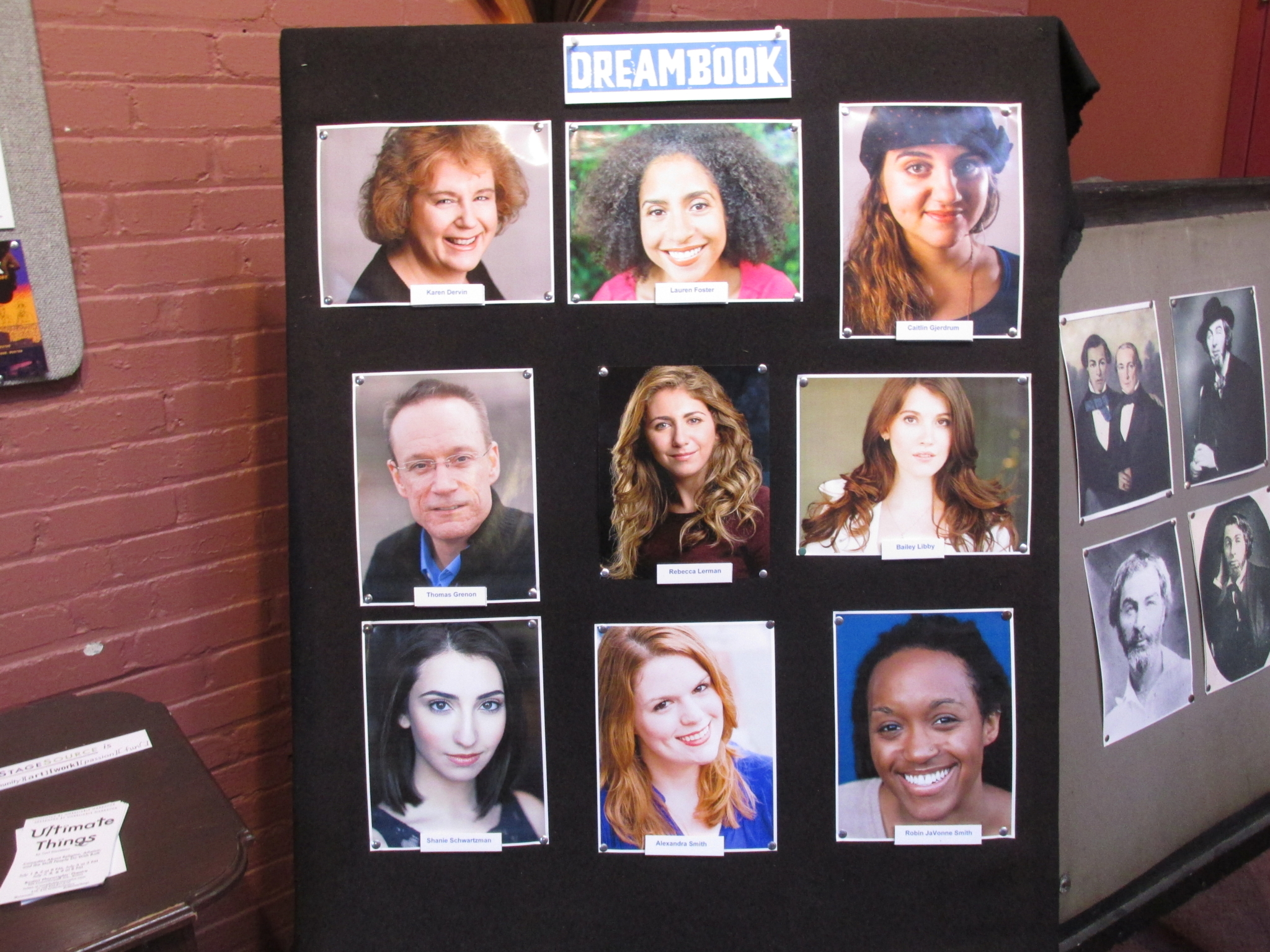 The nine-member cast of FPTC’s  production of “Dreambook” at the Theater entrance.