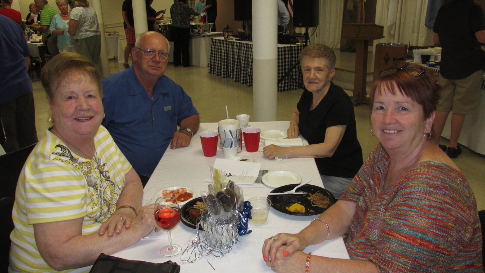 A table of Celebration goers in St. Joseph’s Hall came over from South Boston. 3756 – Fr. Joe (check that biretta!) with a few of his 500 well-wishers at his 25th Anniversary Celebration – Philip, Peter, and Helena (with an “a”).