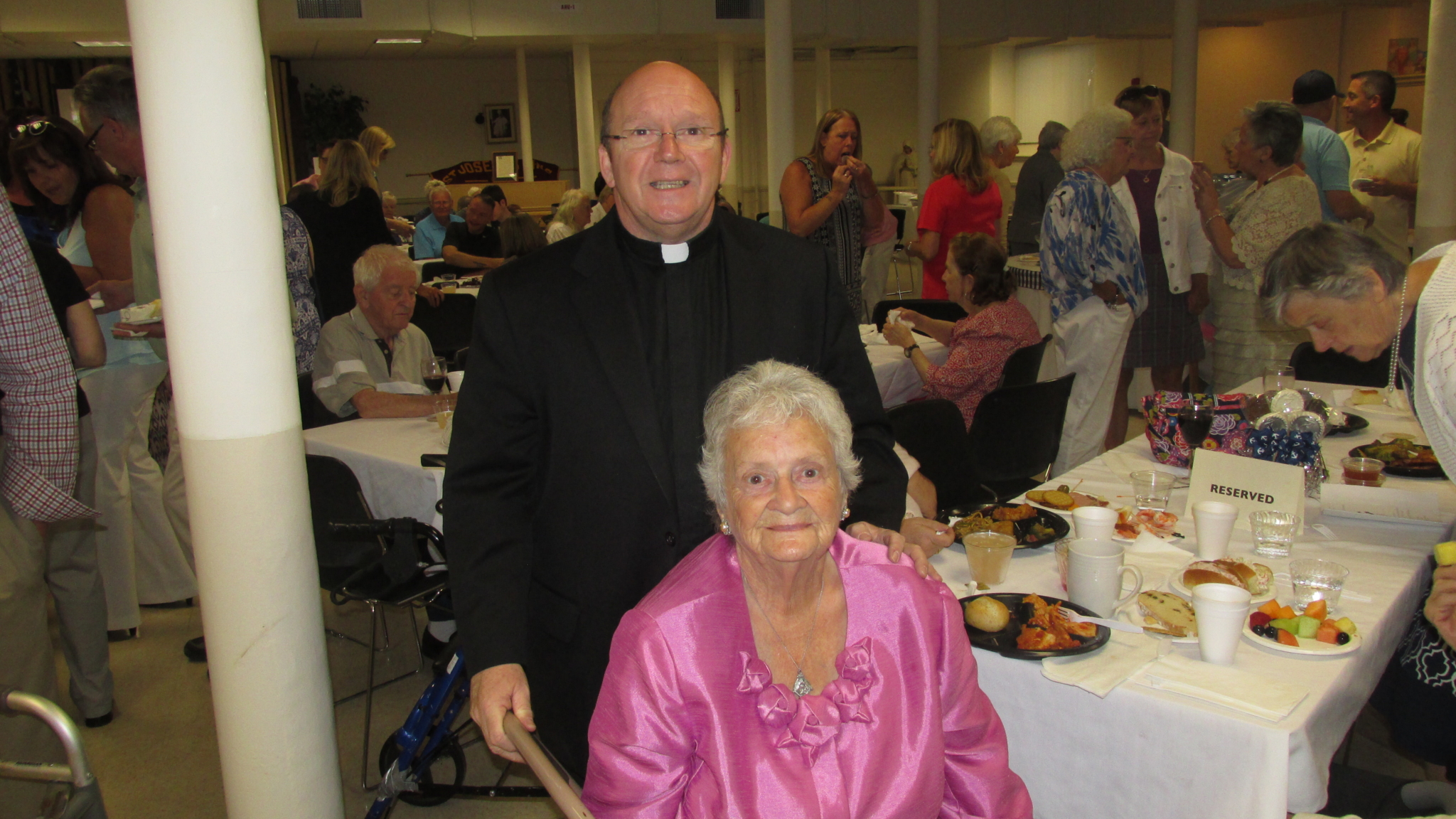 Fr. Joe White with his (very) proud mother, Kay White, 93 years old, at his 25th Anniversary Celebration.