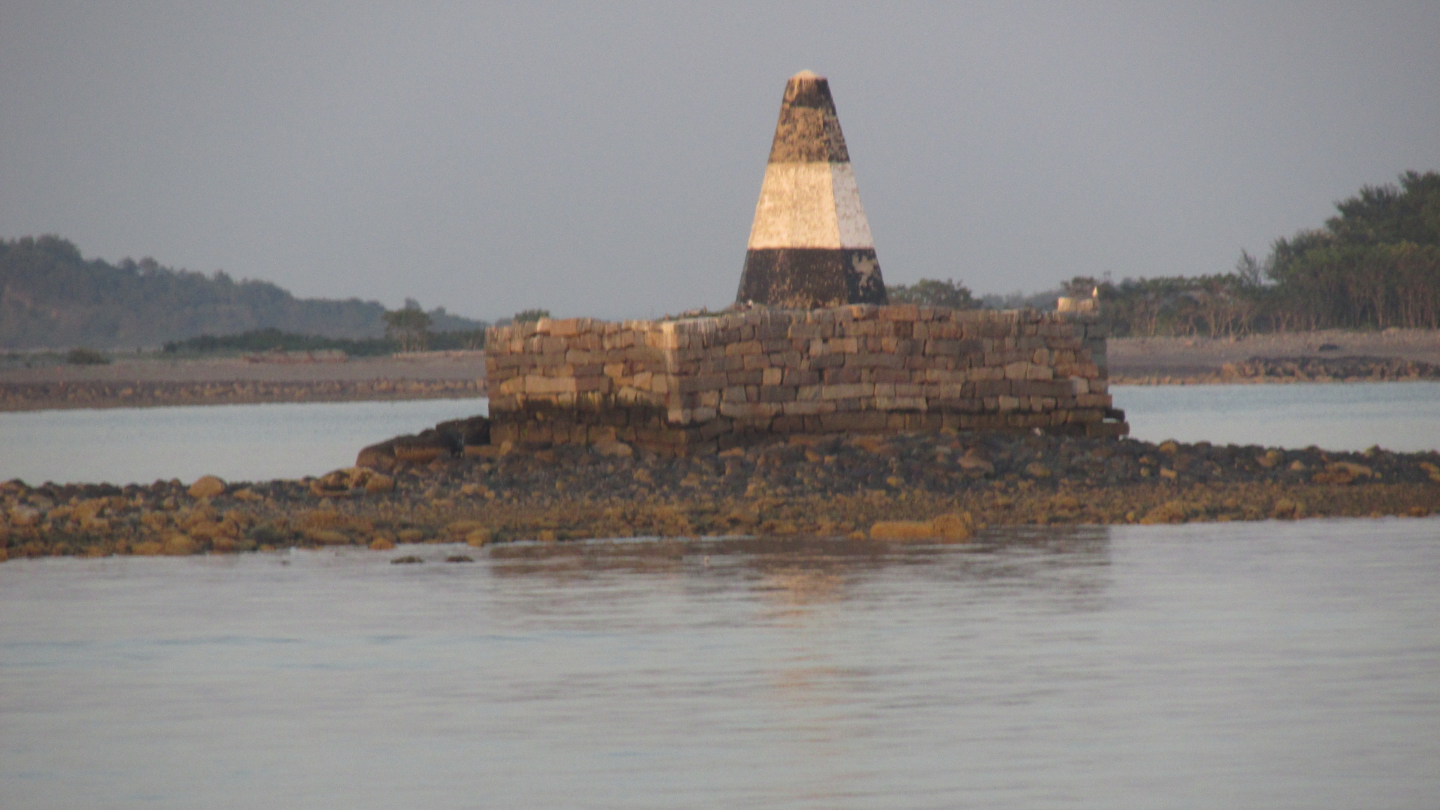 A modern archeological structure – a stationary channel marker built upon a shoal left behind by glacial debris.