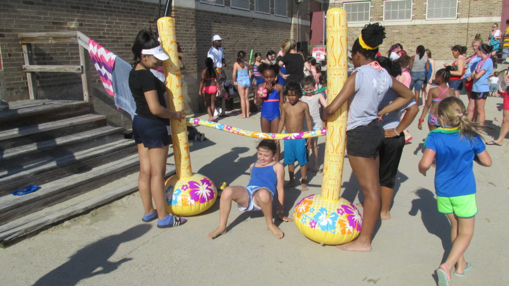 Doing the Limbo at the teen party on the Curley Center’s beach.