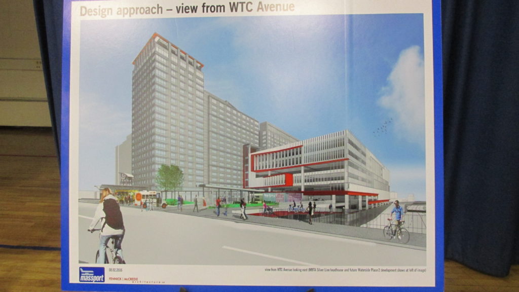 A rendering of the proposed South Boston Waterfront Transportation Center (SBWTC).