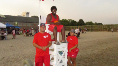 The intrepid lifeguards at the Beach Party – Greg, Yhuuivens, Ivanna.
