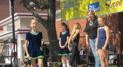 The girls from Woods School of Irish Dance step off for the Festival crowd.